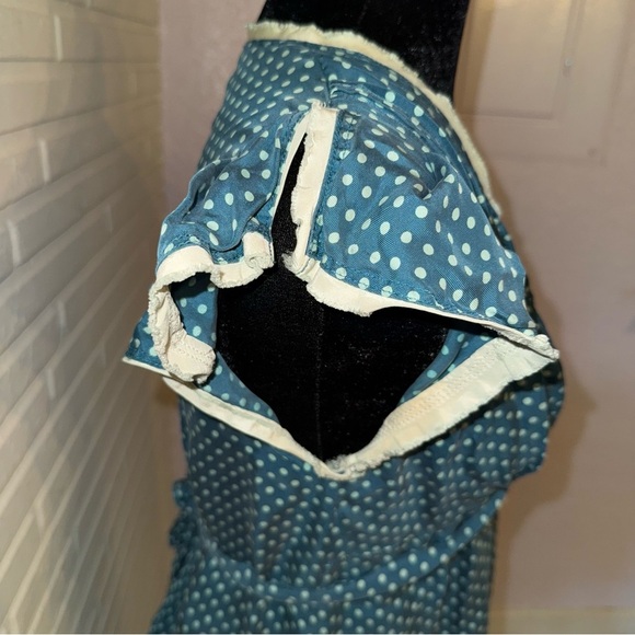 Betsey Johnson Teal Polka Dot Silk Flutter Sleeve Vintage Dress, Women’s Size 6 - Picture 4 of 10